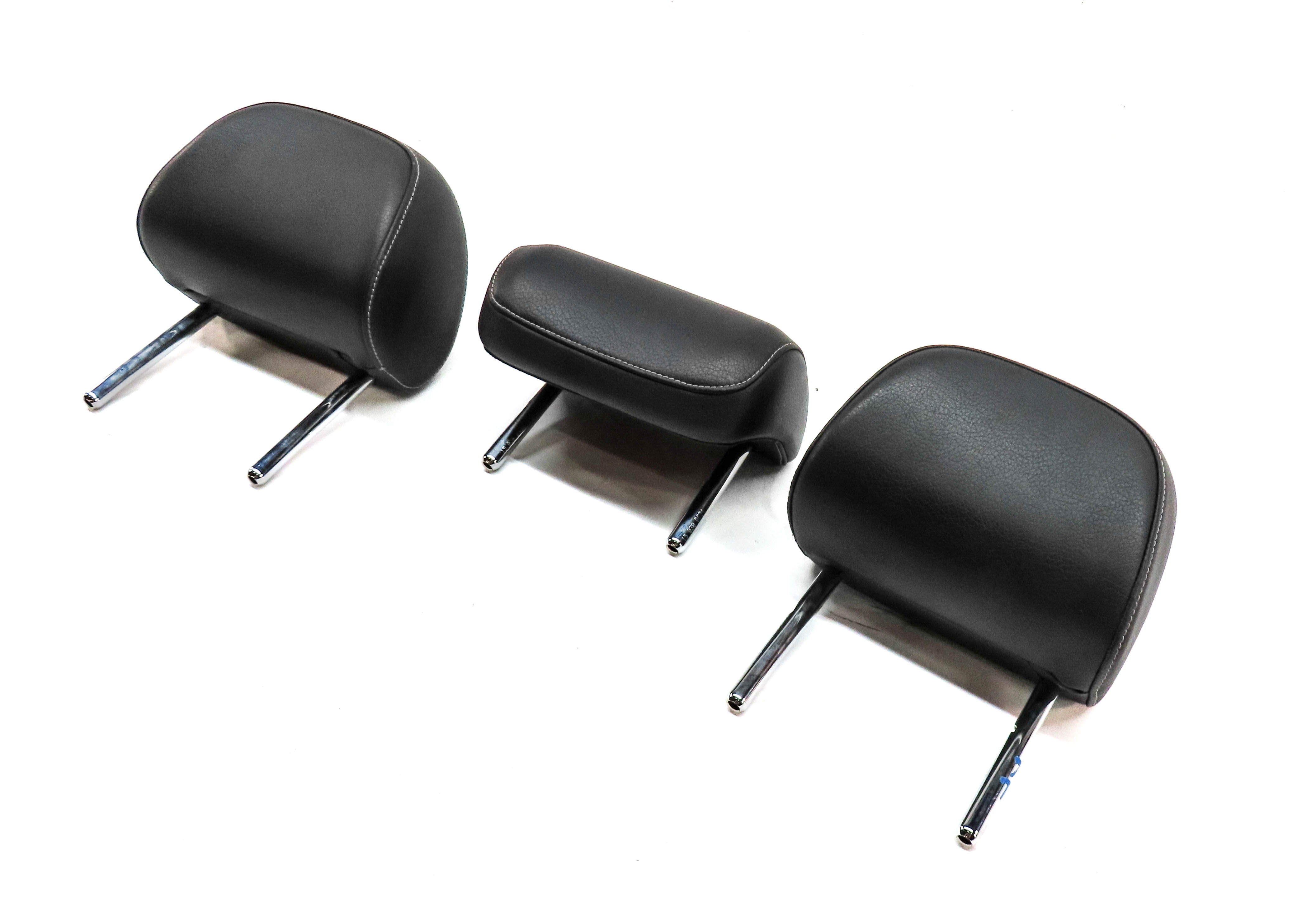 15-16 AUDI S3 8V REAR LEFT CENTER RIGHT SEAT HEADREST HEAD REST SET/3 (Black) — exact item pictured